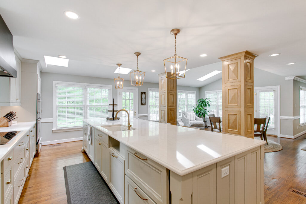 Luxury interior staged kitchen white stone countertops